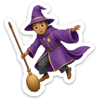 Hogwarts student in wizard robes falling off a broomstick sticker