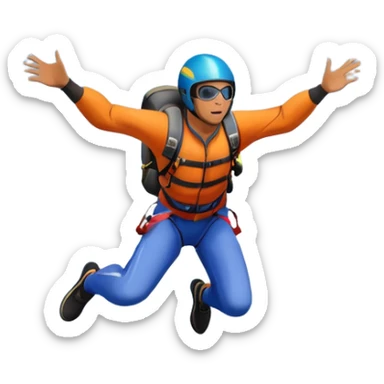 A base jumper soaring through the sky, with a parachute deployed, gliding over a dramatic cliffside or tall building. The background showcases a vast landscape below, with clouds and open skies, emphasizing the adrenaline and freedom of the sport sticker