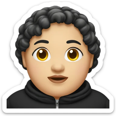 fat girl wearing a black coat sticker