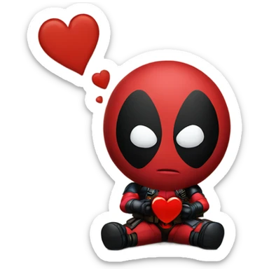 Deadpool making a heart sticker