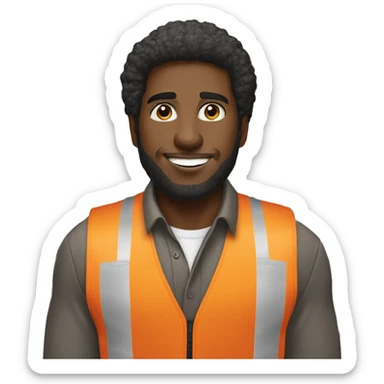 Black Male with Small Afro from Home Depot wearing orange pro loader vest pushing orange home depot carts sticker