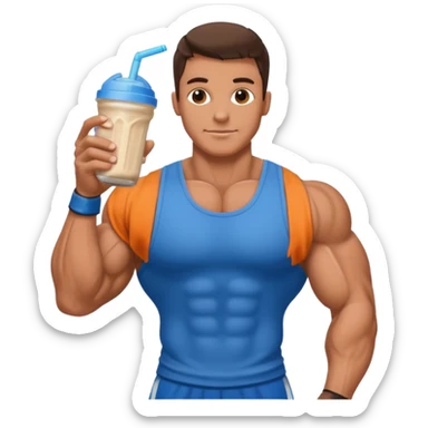 bodybuilder with potein shake sticker