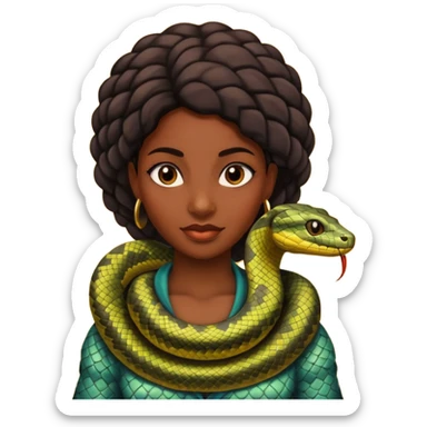 black woman with snake on shoulders sticker