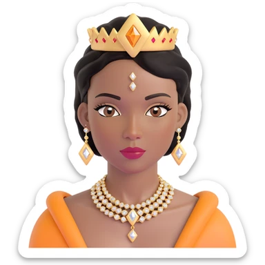 glamorous, thick African American woman with dark brown skin, straight black hair, makeup, gold jewelry, diamonds, confident and stylish sticker