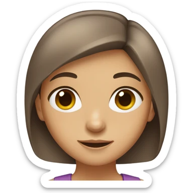 brown hair brown eyes girl mid length hair sticker