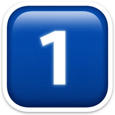 "3D premium,3D rounded-square icon in strong BLEU with a beveled edge, bold serif white letter '1'centered, strong specular highlights, inner glow, 1024x1024, png" sticker