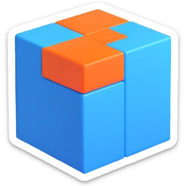 sleek blue 3D cube logo, simple design sticker
