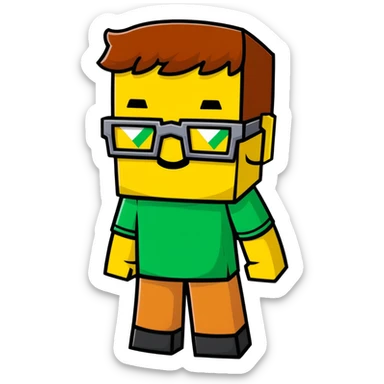 sponge with buck teeth and glasses wearing a Minecraft shirt sticker
