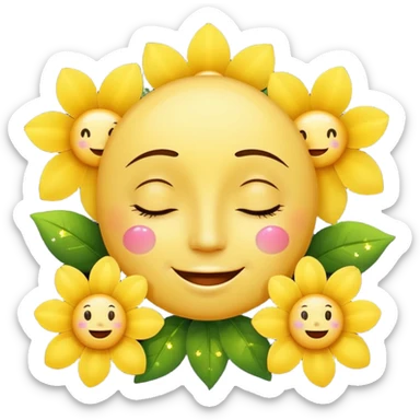 🥺🌸🥰😲✨ The face is a round yellow face, combined with other expressions and symbols. sticker