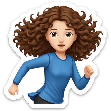 curly brown hair long girl running sticker