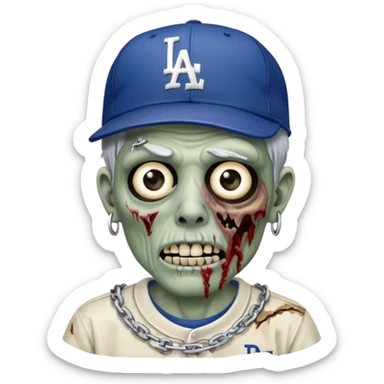 Zombie con gorra de los Dodgers y cadena de plata  sticker