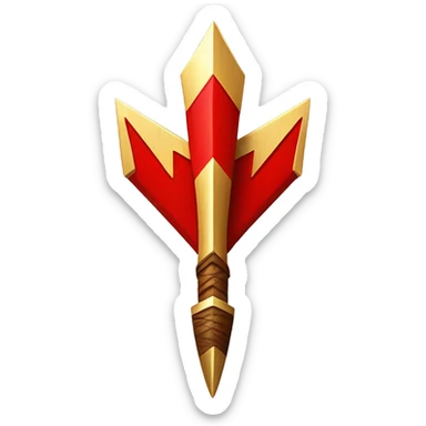 wooden arrow with bright red fletching and golden arrowhead   sticker