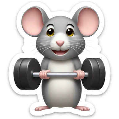 mouse lifting weights sticker