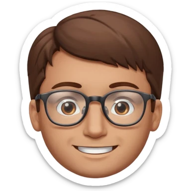 a young dad with brown hair, with small glasses, without beard sticker