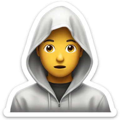 hooded boy portrait gazing forward shocked  sticker