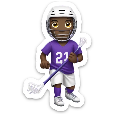Lacrosse player wearing purple sticker