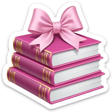 Pink Books stacked up and tied together by a white bow sticker