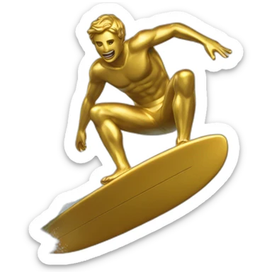 A golden statue of someone surfing sticker