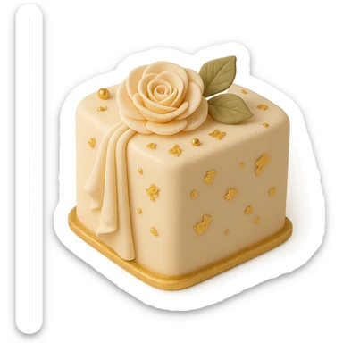 square fondant cake with gold accents sticker