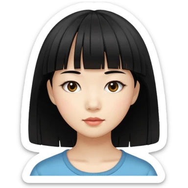 asian girl blunt fringe sticker