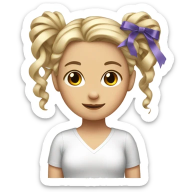white girl with ribbons in her hair sticker