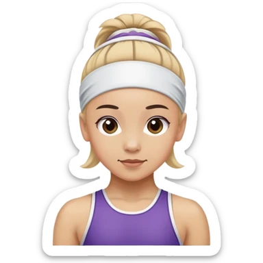 The face of a gymnast in a sports headband sticker