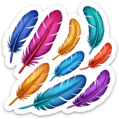 Different colored feathers floating ￼ sticker