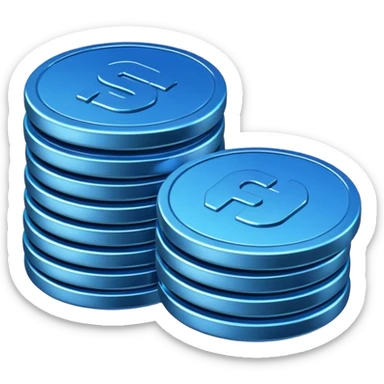 several blue coins stacked sticker