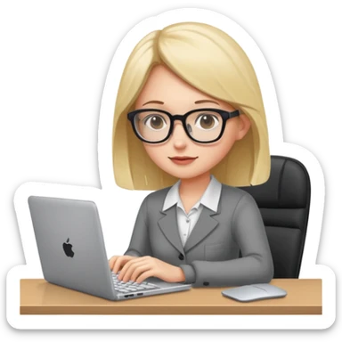 a girl with a laptop in the office sticker