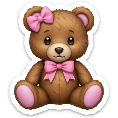 teddy bear with pink bow sticker