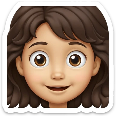 smiling toddler face with big eyes, medium skin tone, and dark wavy hair sticker