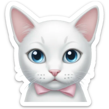 White cat light pink bow light blue eyes  sticker