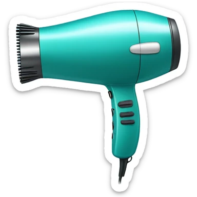 Realistic isolated teal hair dryer sticker