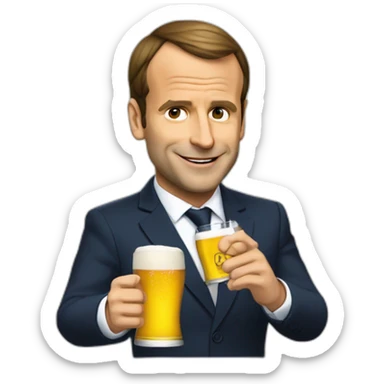 Macron qui boit une bière sticker