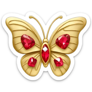 gold butterfly jewel with red diamond hearts sticker