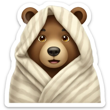 bear cozy in blanket sticker