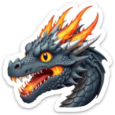 a dark gray dragon with 3 heads that breathes fire sticker