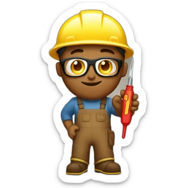 brown electrician with golden glasses with a red screwdriver in his hand sticker