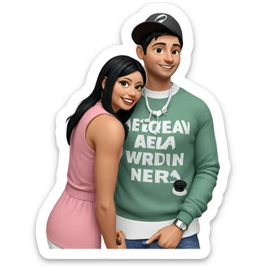 smiling couple indoors fashion sticker
