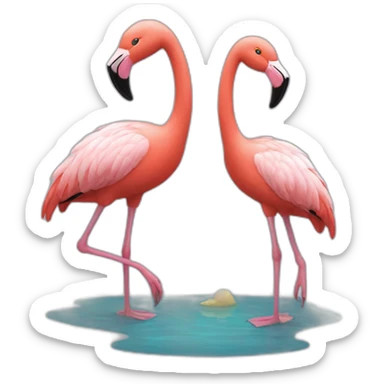 Flamant rose sous lapin sticker