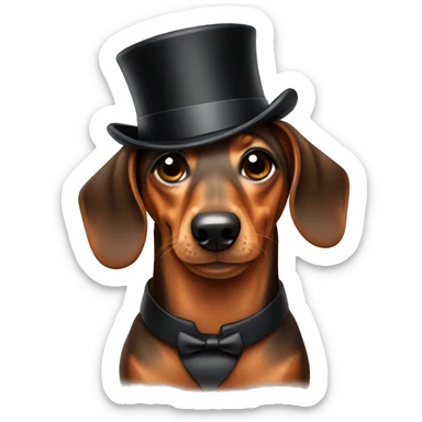 Dachshund with top hat sticker