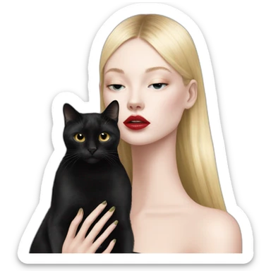 Balenciaga girl kisses black cat sticker
