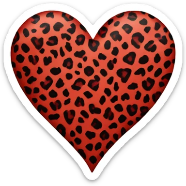 Red leopard print heart sticker