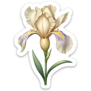 single Cream Iris, straight stem sticker