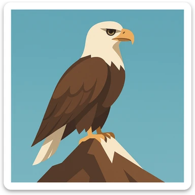 Flat design style eagle in the peak sticker
