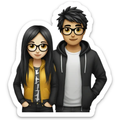 emo girl and nerd boy sticker