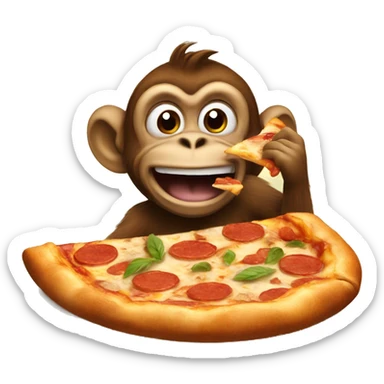 a monkey eating pizza sticker