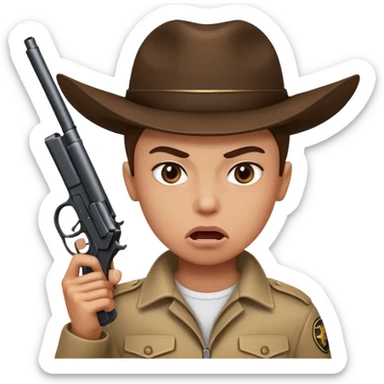 Gun pointing at a person’s mouth sticker