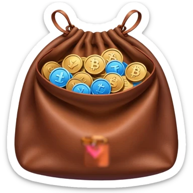 Coins inside brown leather bag, make bag always brown  color

Coins inside gradient color - Blue to pink sticker