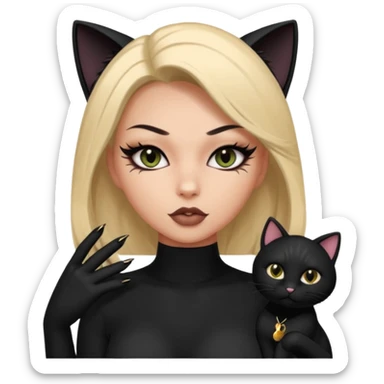 a baddie with lashes and nails and a cat outfit sticker